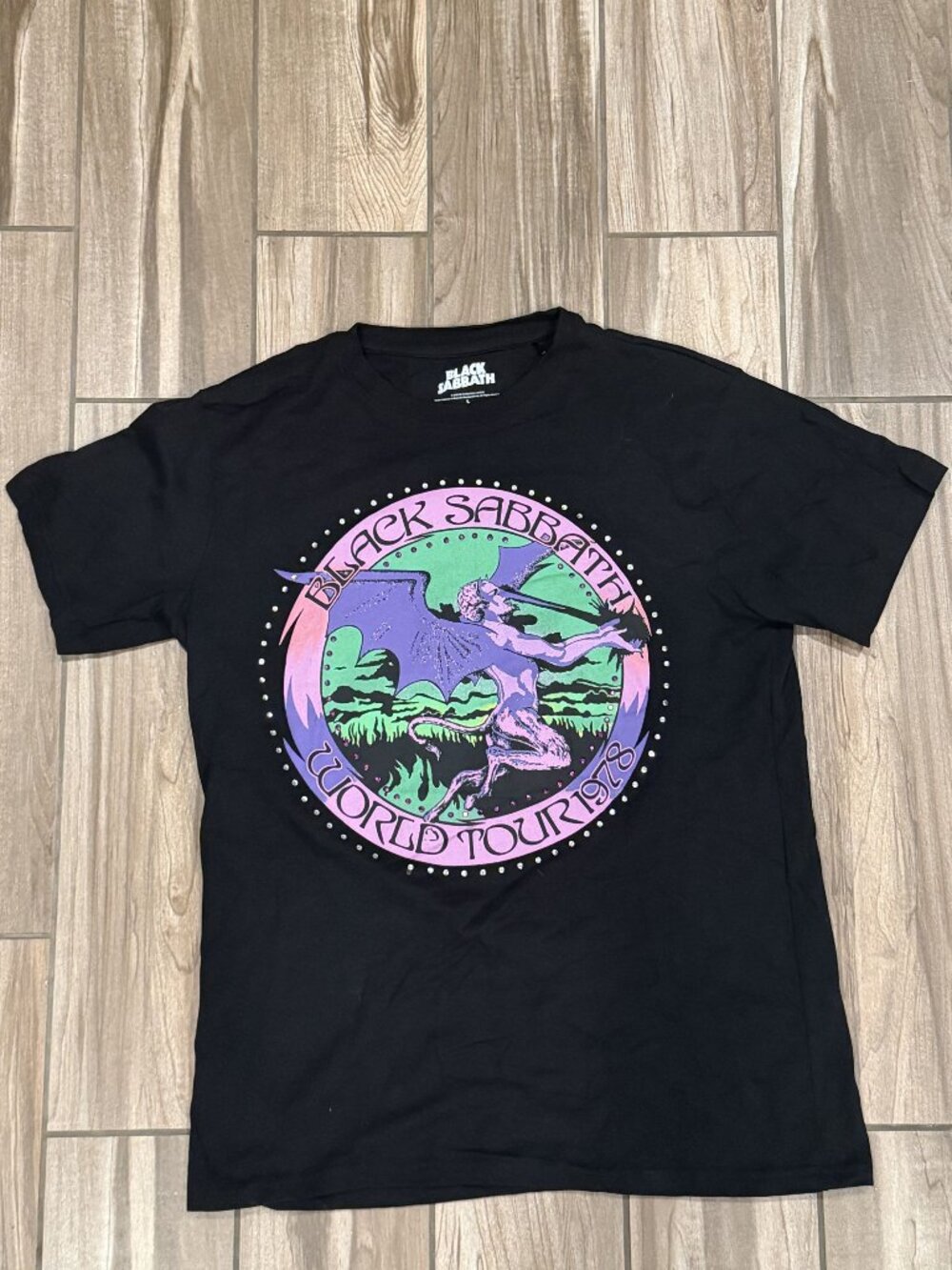 Black Sabbath World Tour 1978 Graphic T-Shirt Black (Large)